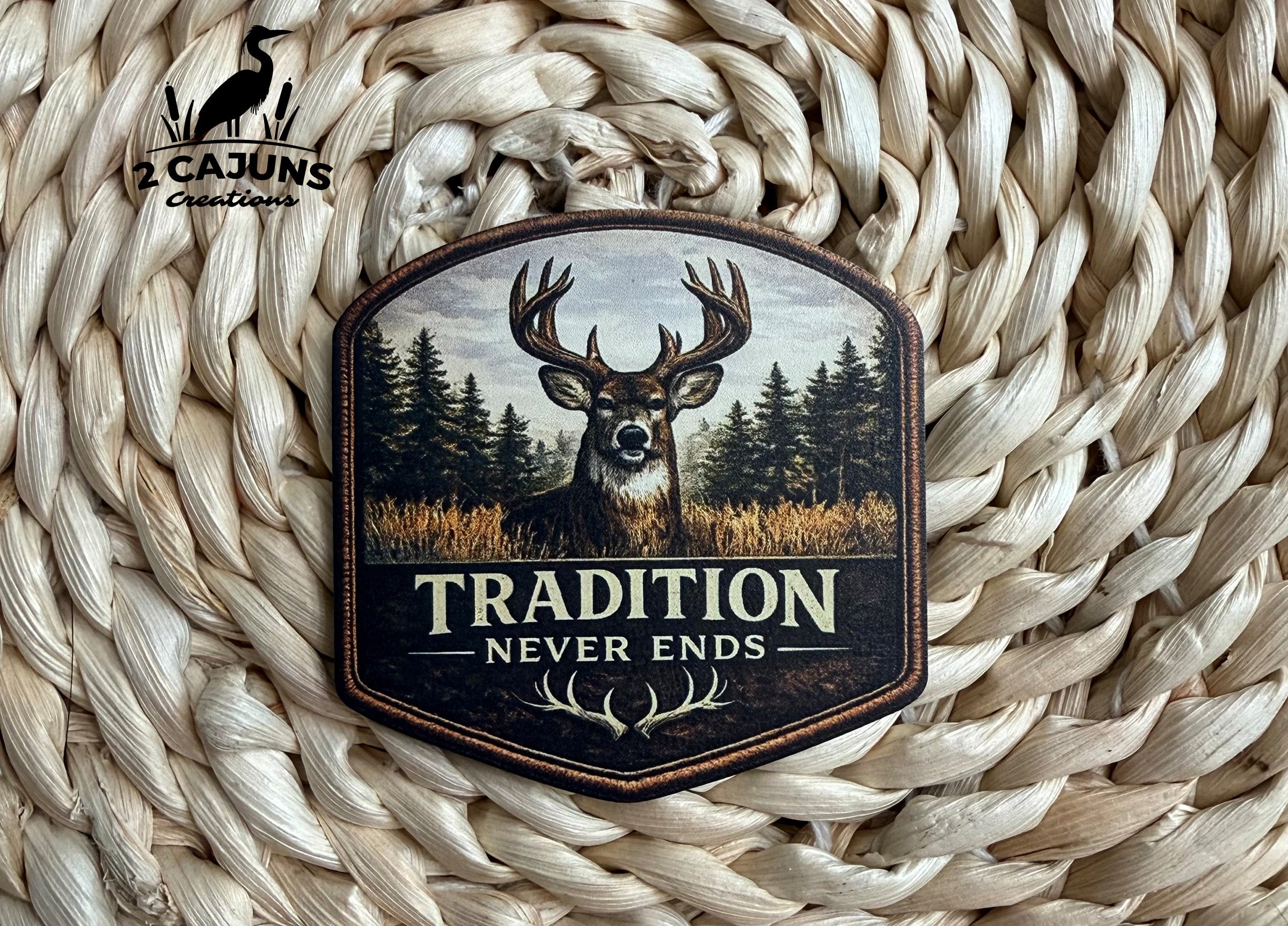 Tradition Never Ends Whitetail Buck UV Printed Hat Patch