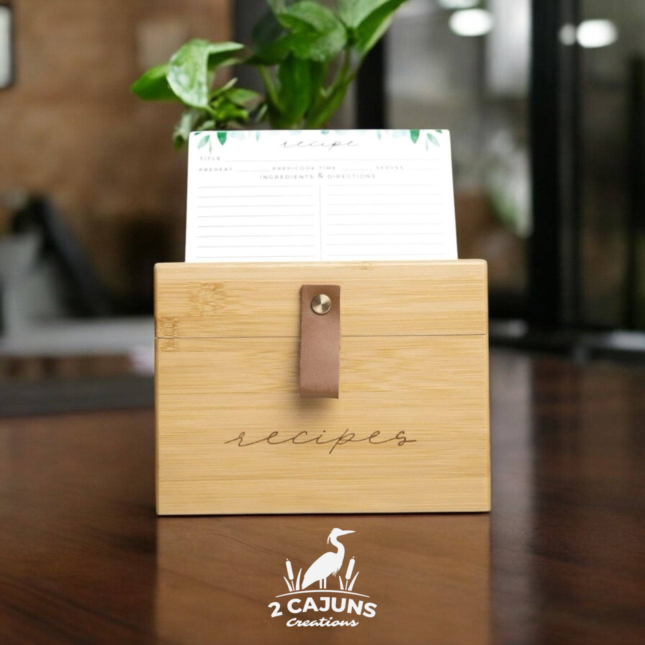 Laser Engraved Personalized Recipe Box - Recipe Cards and Dividers Included - Housewarming, Mother's Day, Bridal Shower, Hostess, or Wedding Gift
