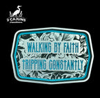 Walking By Faith Tripping Constantly Acrylic Hat Patch - 2 Colors Available