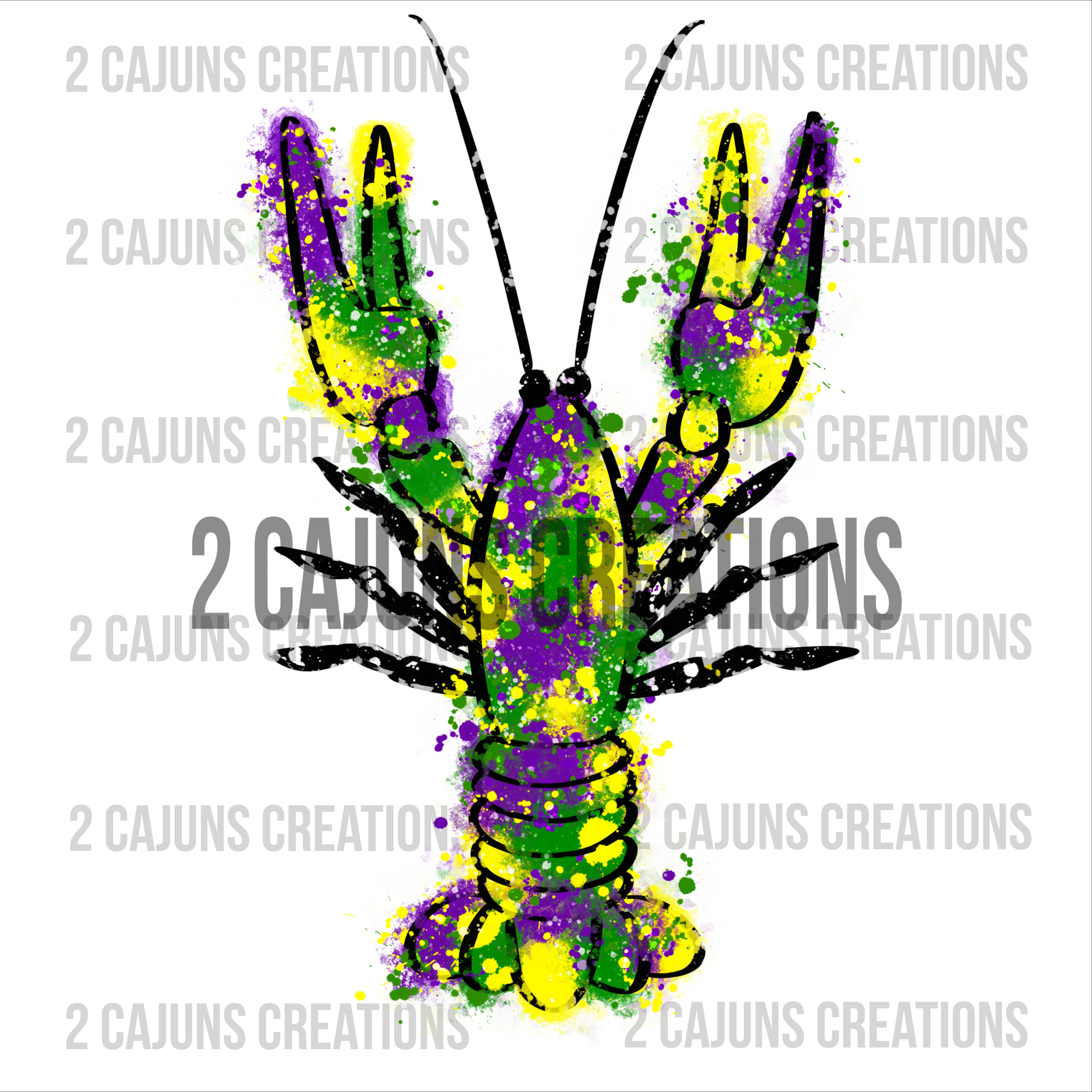 Mardi Gras Watercolor Crawfish High Quality DTF Transfer