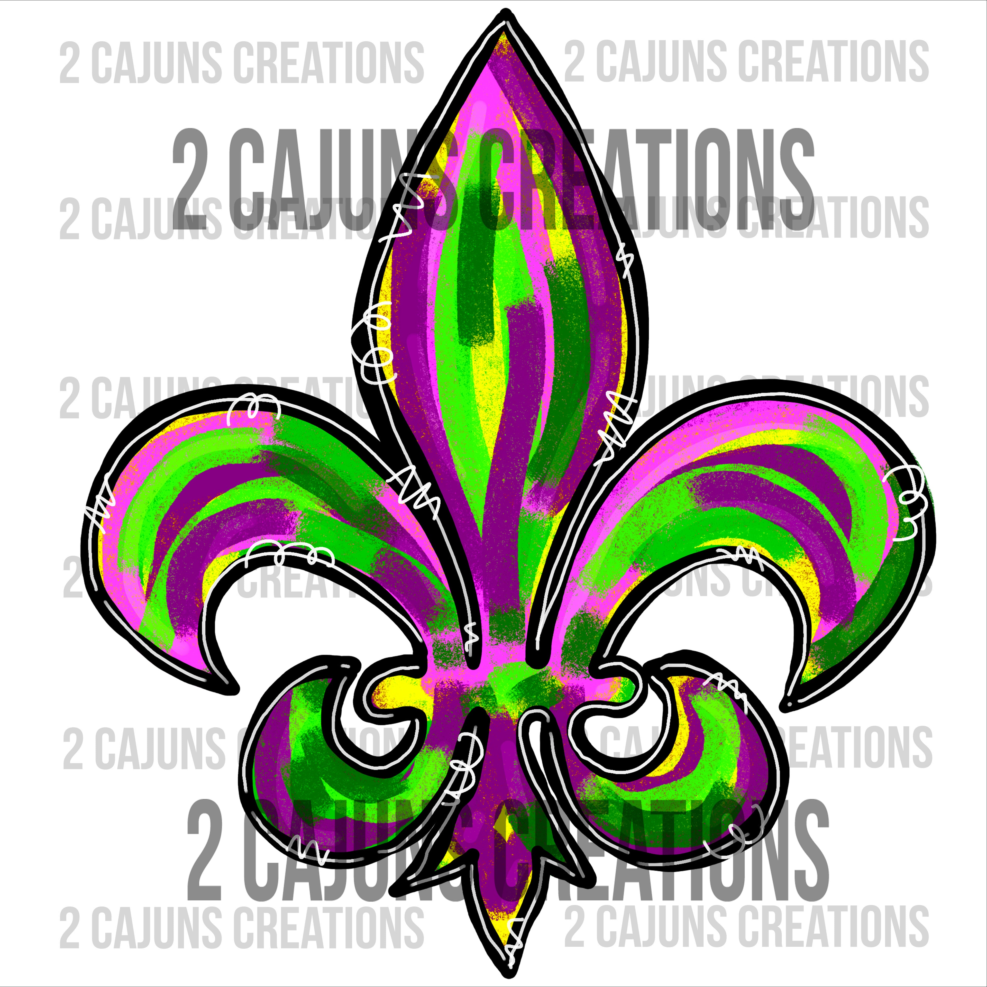 Mardi Gras Watercolor Fleur de Lis High Quality DTF Transfer