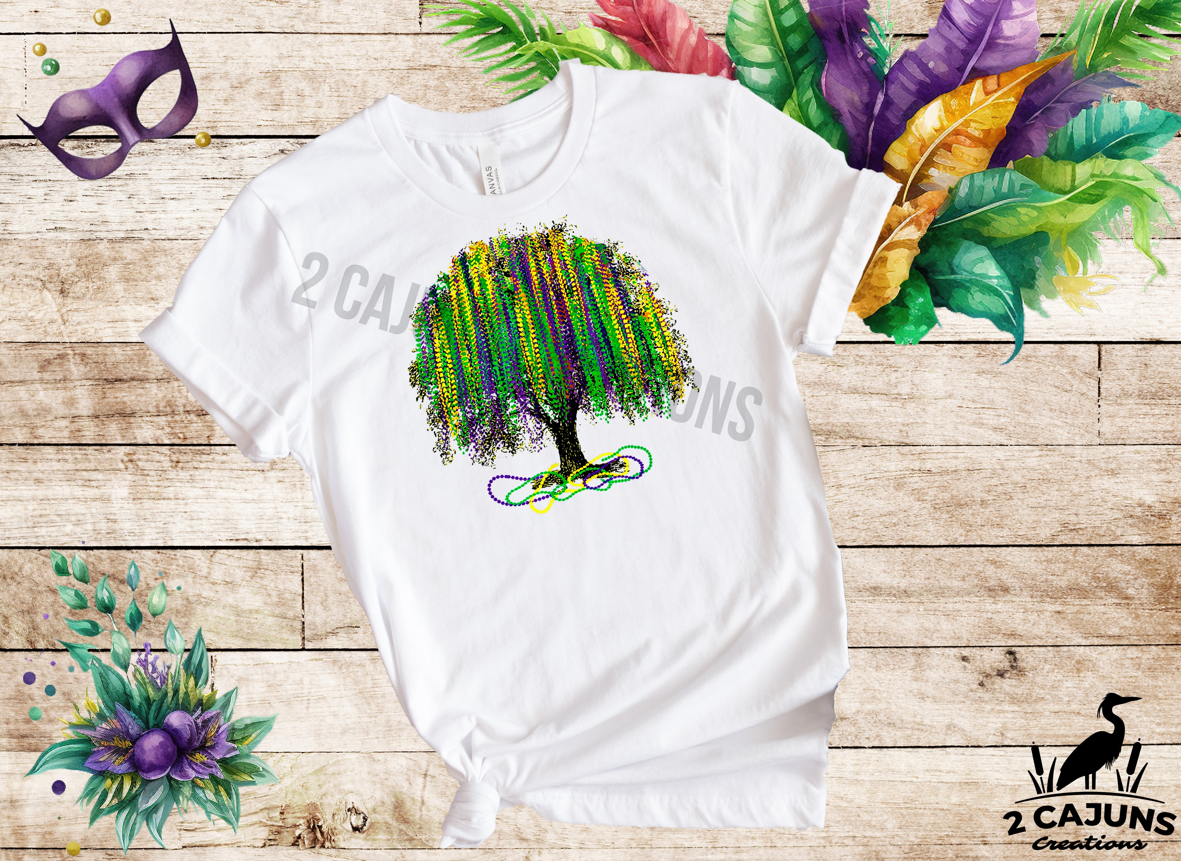 Mardi Gras Bead Tree Tshirt - Multiple Colors Available