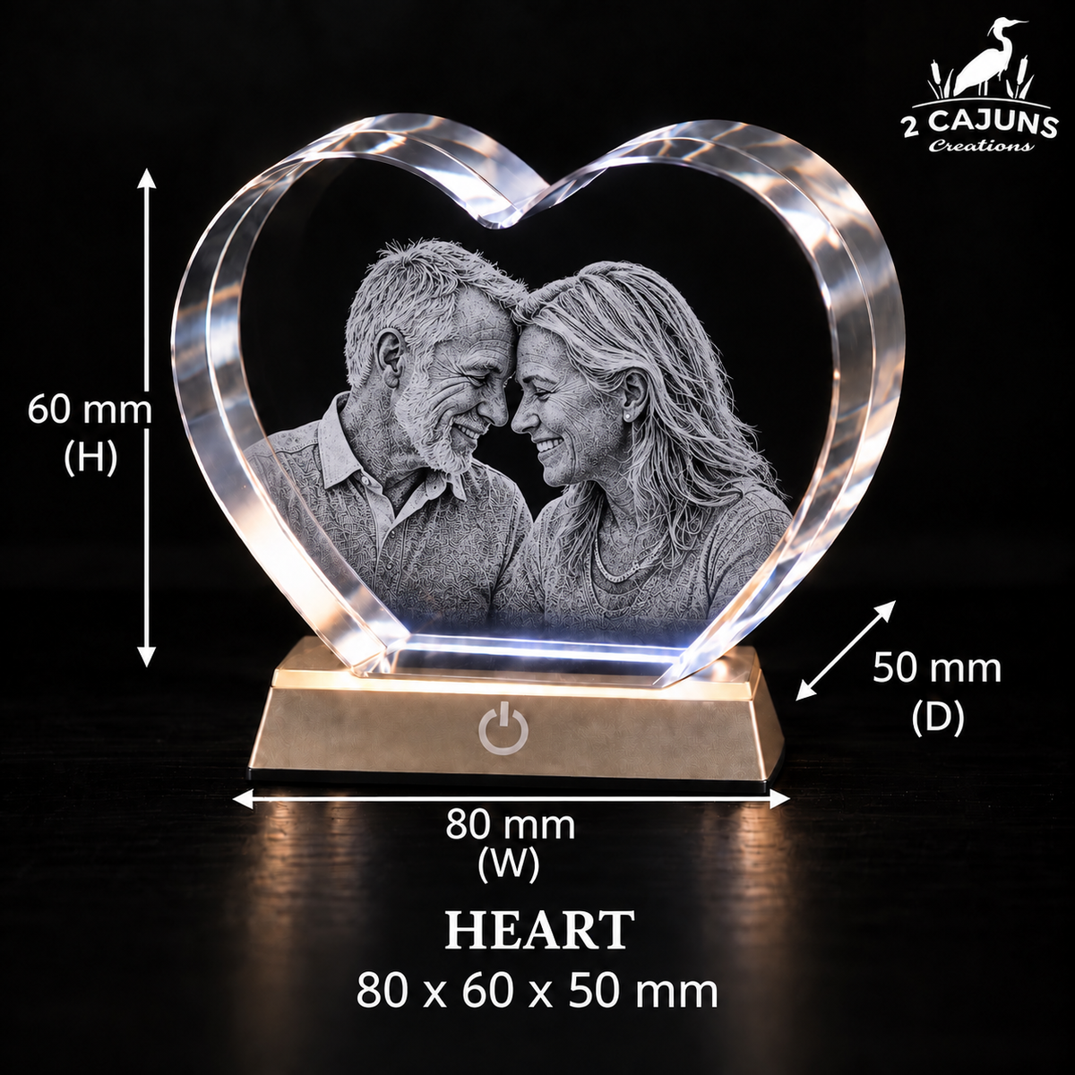 Personalized Engraved Keepsake High Quality K9 Crystal w/ LED Base