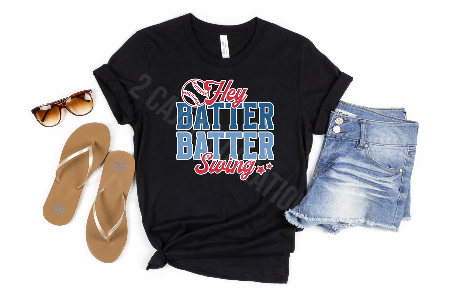 Hey Batter Batter Swing Crew Neck Tshirt - Baseball Mom Tee