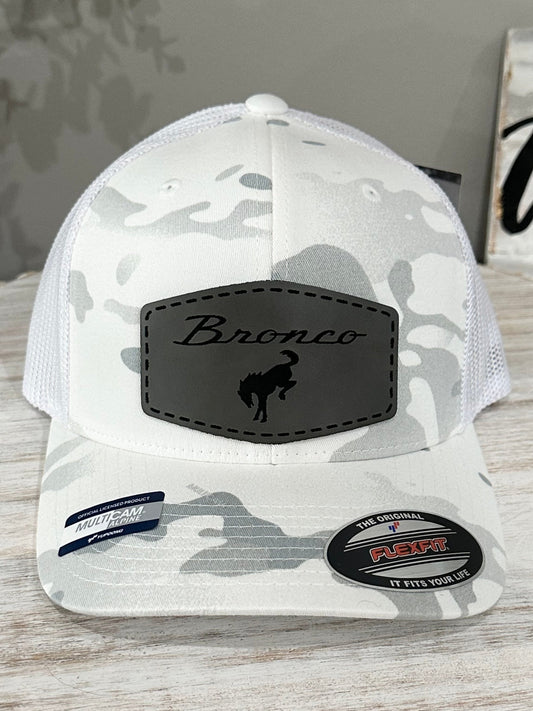 Ford Bronco Patch Hat - Alpine White Camo - SnapBack or FlexFit