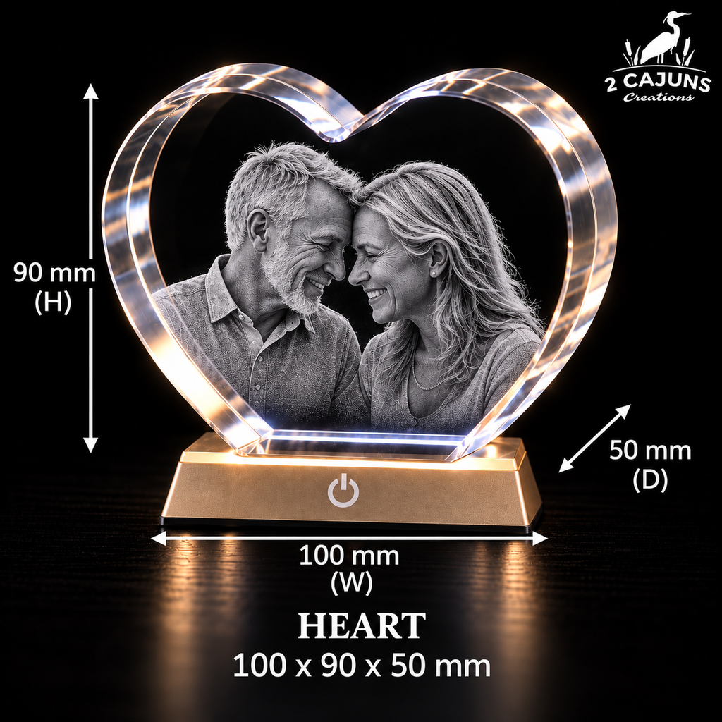 Personalized Engraved Keepsake High Quality K9 Crystal w/ LED Base