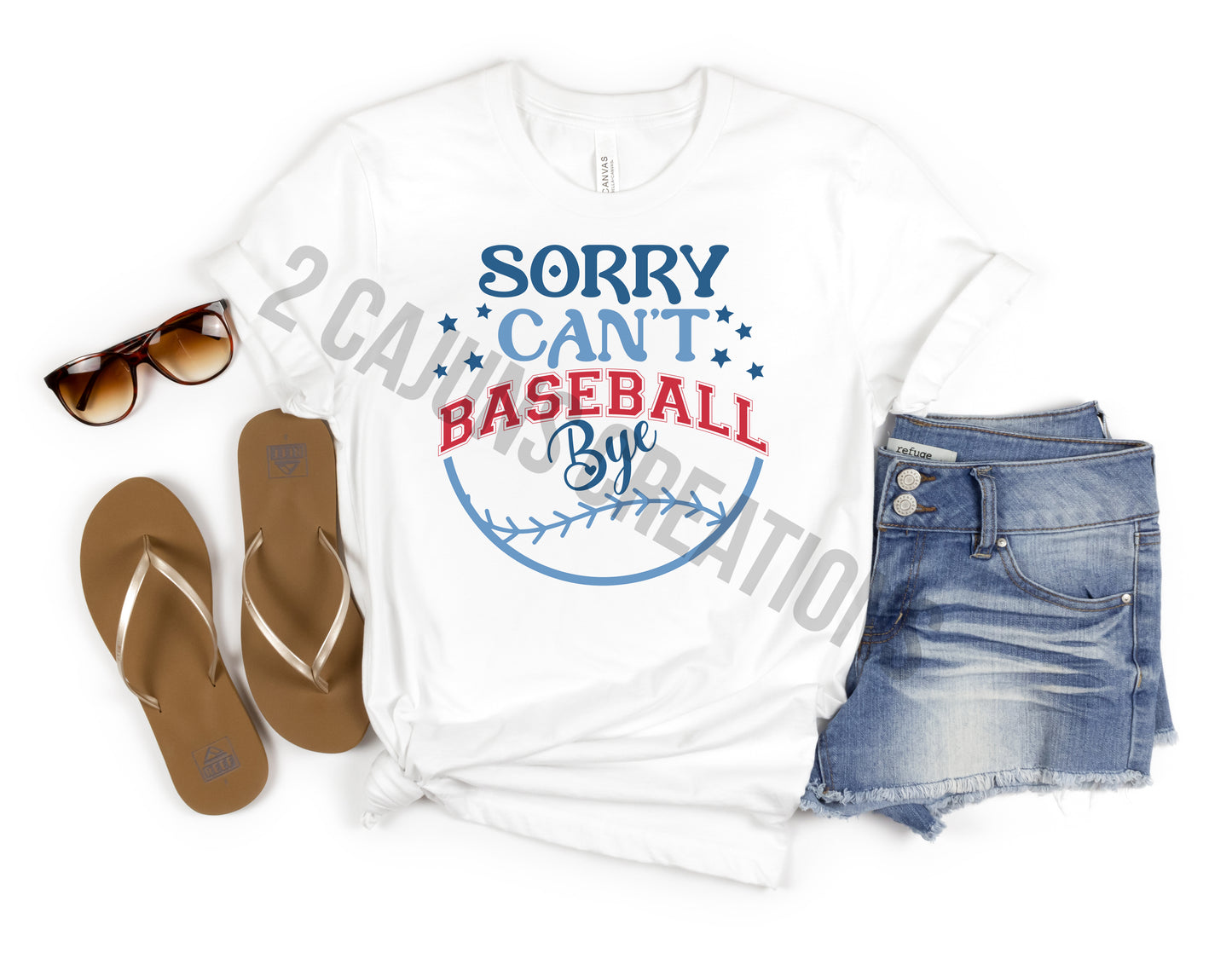 Sorry Can't Baseball Bye Crew Neck Tshirt - Baseball Mom Tee